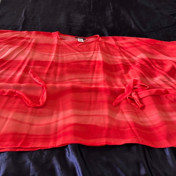 PONCHO, CHIFFON, CORAL, SIZE PLUS, WITH BELT, MADE IN CANADA!, PULL OVER, MR MAX - Picture 9 of 16